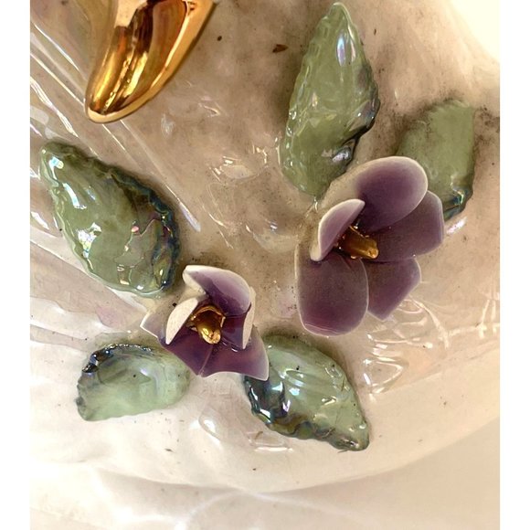 Swan Planter Vase Lusterware Figurine Norcrest Iridescent Opalescent 8.5" x 7" - Picture 9 of 10